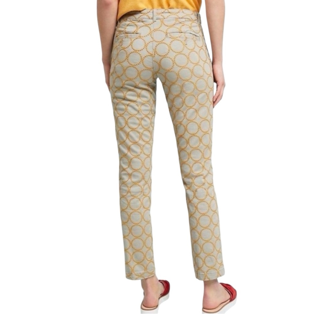 ANTHROPOLOGIE Chino Embroidered Circles Relaxed Fit Pants Tan/Blue/Gold Size 27 - Picture 4 of 12